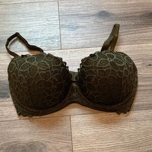Olive Lace Underwire Push-Up Bra - VS PINK DATE BRA